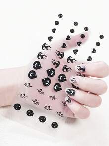 Hình dán móng tay chủ đề Giáng sinh, màu sắc chuyển gradient, tự dính, trang trí móng tay, phù hợp cho gia đình, văn phòng, ngoài trời, làm quà tặng, tiệm làm móng. - Đen và trắng - Xem 4