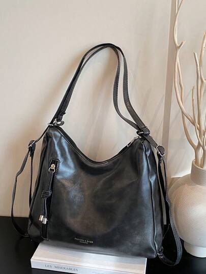 New Fashion Large Capacity Tote Bag, Korean Style Casual Commuter Shoulder Bag For Women