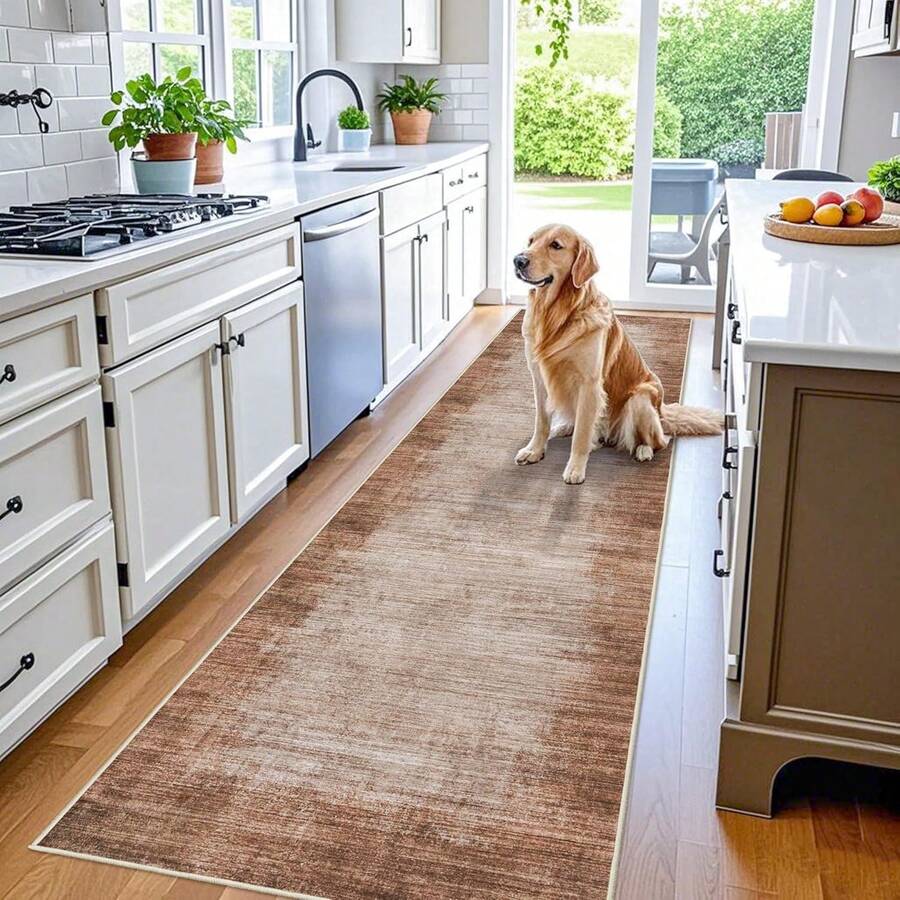 1 件暖灰棕色简约风格厨房地垫，欧式走廊装饰地毯，柔软可水洗纯色长地毯，适用于客厅、卧室、书房或阳台，也适用于厨房、室内入口和浴室。 - 彩色 - 查看 1