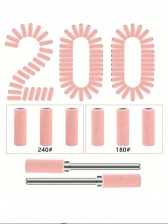 200pcs Small Sanding Bands For Nail Drill Bit With 2pcs Mandrel Bits, Mini Grit Sanding Bands With Polishing Natural Nails And Cleaning Cuticle For Preparation