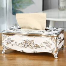 1pc High-End Hotel & Restaurant European Tissue Box, Multi-Scenario Desktop Tissue Extraction Box, Bathroom Kitchen & Living Room,European Style Tissue Box, High-End Hotel Restaurant Napkin Extraction Box, Living Room Desktop Paper Extraction Storage Box - Multicolor - View 15
