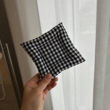 1 件棉质方形可爱格子波尔卡圆点隔热杯垫，高品质餐桌装饰杯垫