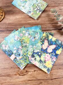 Paquete de 5 pegatinas con fondo floral de conchas vintage, pegatinas decorativas hechas a mano para manualidades, álbumes y scrapbooking - Multicolor - Ver 7