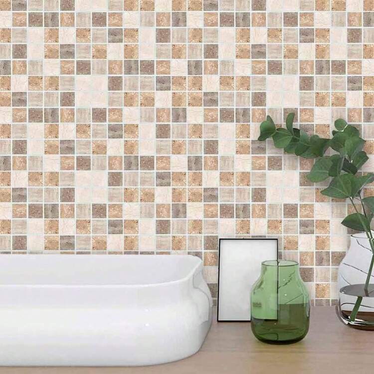 BESPORTBLE 18 Piezas de Baldosas deármol Pelar Y Pegar Pared Adhesivo para Salpicaduras de Vinilo Impermeable Mosaico para Salpicaduras para Baño Cocina 10X10 - Azul oscuro, azul marino - Añade 4