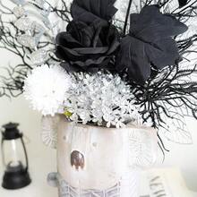 1套/5支高档仿真丝玫瑰花束，黑/银/金永生花 | 优雅婚礼花艺装饰 | 无需浇水，持久保鲜 - 黑色 - 查看 7