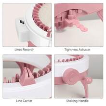 Máquina de tejer 48 Agujas, tablero de tejer telar doble giratorio, telar de tejer inteligente máquinas de tejer redondas, máquinas de tejer kit de telar de telar para adultos y niños - Rosa - Ver 7