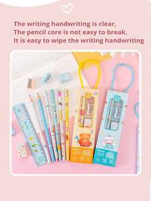 Carton Packaging Stationery Multi-Piece Set Creative School/Graduation Season Gift Portable Stationery Set Gift Box Pencil Ruler Rubber Pencil Sharpener Set Exquisite Stationery Gift Box - Multicolor - View 5