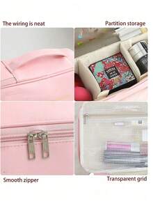 1pc Multi-Functional Travel Makeup Bag, Large Capacity Cosmetic Organizer Bag, Waterproof Makeup Brush Holder, Detachable Makeup Bag, Portable Handbag, Suitable For Carrying Beauty Essentials, Skincare, Makeup Brushes, Vacation & Travel Essentials, Back To School Supplies - Multicolor - View 8