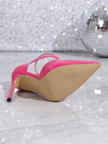 Giày cao gót mũi nhọn chất liệu bóng, quai cài, khóa cài dành cho nữ, bộ sưu tập mới năm 2025, màu đỏ tía. - Màu Hồng Tươi - Xem 7