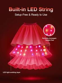 Girls Light Up Princess Costume, Toddler Kids Dress Up Costume, Syncs With Music, App-Control, For Halloween, Christmas And Birthday Dress With Headband - 紅色 - 查看 4