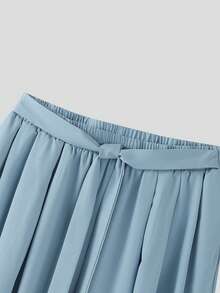 Mens Buttons Puff Long Sleeve Blouse Sheer Tops Shirt Elastic Waist Long Pants Wide Leg Trousers Casual 2PCS Sets Outfits - 藍色 - 查看 10