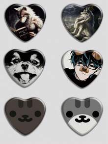 心形徽章，经典时尚徽章/胸针，2D平面设计，高品质金属饰品，适合装饰衣服、帽子、背包，是送给朋友、同学、同事和家人的趣味礼物。 - 彩色 - 查看 1