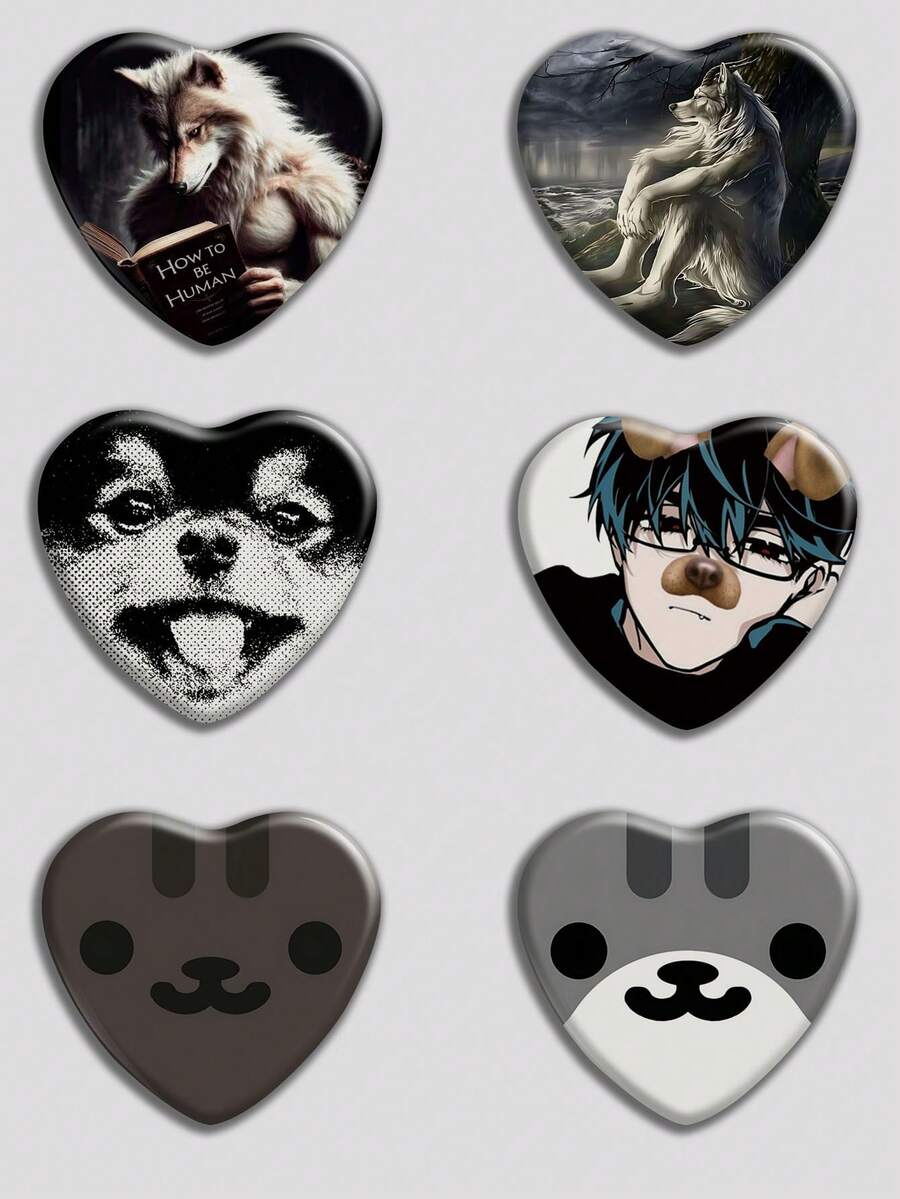 心形徽章，经典时尚徽章/胸针，2D平面设计，高品质金属饰品，适合装饰衣服、帽子、背包，是送给朋友、同学、同事和家人的趣味礼物。 - 彩色 - 查看 1