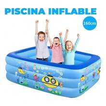 Piscina inflable con diseño de peces pequeños 160*120*55cm - Azul - Ver 4