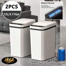 2pcs Non-Contact Automatic Sensor Trash Can, 1.81 Inch Height, Compact Slim Smart Electric Garbage Bin For Bedroom, Office And Kitchen. Sensor Trash Can Suitable For Kitchen, Bathroom, Bedroom, Laundry Room, Office And RV. Plastic Trash Can/Kitchen Trash Can/Office Trash Can/Bathroom Trash Can. Christmas And Halloween Home Decor, No Obstruction Above When In Use.