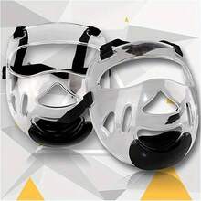 Máscara de entrenamiento de Taekwondo de plástico transparente, ajustable y extraíble, con correas negras. Adecuada para entrenamiento de Taekwondo, Sanda y Muay Thai (compatible con cascos tallas S, M&L). - transparente - Ver 6