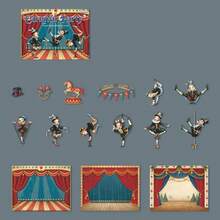 have a good day 15pcs/Pack Circus Theme Stickers, Creative Aesthetic Sticker Decals, DIY Decorative Collage Craft Materials, Holiday Gift, Personalized Scrapbooking School Supplies Scrapbook Supplies Funny Stickers Laptop Stickers Kindle Phone Stickers - Multicolor - View 15