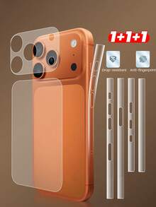 1pc PET Soft Film Curved Edge Fiber Glass Matte Back Protective Film Compatible With IPhone 17/17 Air/17 Pro/17 Pro Max, Anti-Scratch Transparent Film, Protective Layer + Matte TPU Ultra-Thin Fiber Glass Base Film, Lens Hollow Base Protection 1pc + High-Definition Ultra-Thin Naked Feeling Phone Anti-Scratch Side Film, Transparent Frame Protective Film - Clear - View 15