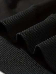 Customized Men's Casual Sweatshirt With Front Chest Graphic Design/Couple/Pet/Logo Photo, Fashionable Versatile Autumn/Winter, Long Sleeve Top - Black - View 8