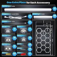 Tube Honeycomb Ceiling Lighting Ultra Bright Hexagon Garage Lights, 720W 86400LM 6500K Hexagon LED Light Garages With Rectangle Frame. 14 Grid Honeycomb Hex Led Lights System, For Garage, Basement, Warehouse, Auto Beauty Shop, Car Detailing Shop - 查看 9