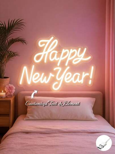 Décoration de salle personnalisée avec lumière au néon LED pour le Nouvel An, lumière au néon personnalisée comme cadeau de la Saint-Valentin, décoration de maison avec lumière au néon pour les fêtes, alimentée par USB, décoration romantique pour la maison, décoration murale parfaite