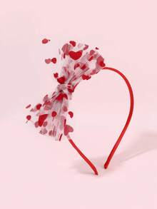 1个情人节红色爱心装饰蝴蝶结发箍，可爱网纱发带，优雅时尚派对头饰，女孩礼物，情人节发饰，日常女孩发饰 - 彩色 - 查看 6