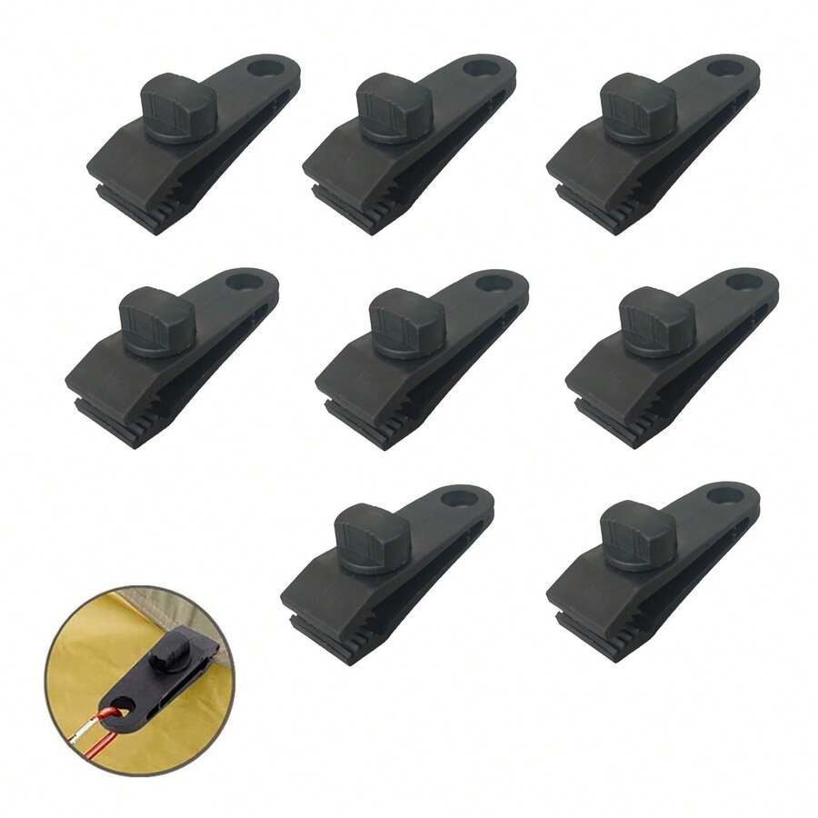 Khóa chịu lực, kẹp chịu được gió mạnh 60mph, phù hợp cho mái hiên, cắm trại ngoài trời, mái che xe caravan, kẹp dây bungee - màu đen - Xem 1