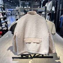 Adidas Áo khoác thể thao cổ đứng rộng rãi ấm áp dành cho nam và nữ - Màu be/Khaki - Xem 2