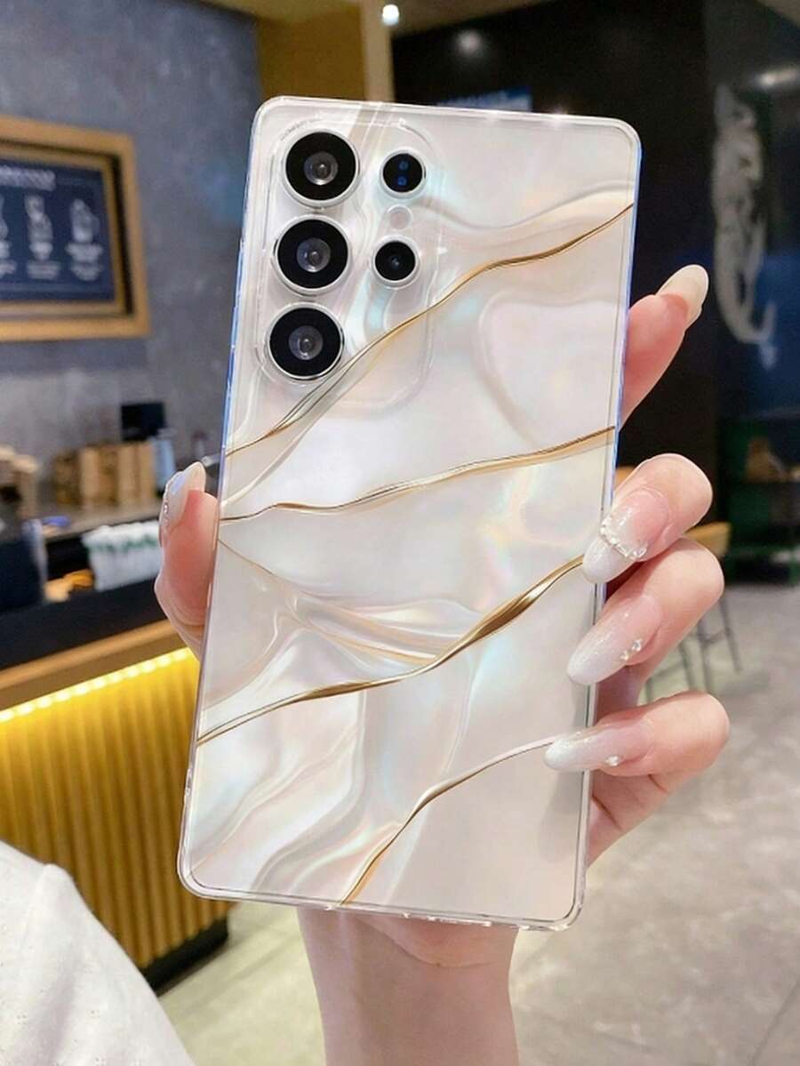 1pc Marble Texture Pattern Anti-Fingerprint Transparent TPU Soft Phone Case With Camera Lens Protection, Compatible With Apple, Nothing, Pixel, INFINIX, Redmi - Multicolor - View 1