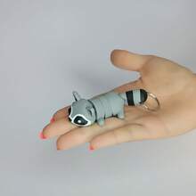 3D-Printed Fully Articulated Raccoon Toy Figurine - Cartoon Style Desktop Ornament - Multicolor - View 11