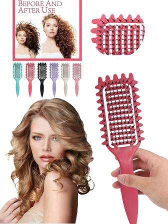 ウィンター カール ディファイニング ブラシ - 静電気防止ナイロン スタイリングブラシ 縮れ毛用、自然なカールをなめらかに整え、フリーズとダメージを軽減 女性と男性用