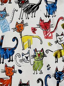 Men's 3D Print Cat Face Novelty T-Shirt - Colorful Cartoon Cats With Expressive Eyes, Round Neck Short Sleeve Casual Summer Tee, Breathable & Machine Washable For Themed Events & Casual Attire - Màu sắc hỗn hợp - Xem 8