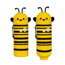 1pc Silicone Bee Shaped Pencil Case, 2-In-1, Animal Pattern Pencil Box, Soft Plastic Pencil Holder, For Organizing School Supplies, Pens, Rulers, Kids Pencil Case, Suitable For Back To School, School Supply Storage, Essential For Students,Stationery,Bag - Multicolor - View 3
