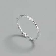 Anillo cóncavo-convexo de plata lisa estilo coreano, anillo abierto simple para estudiantes - plata - Ver 2