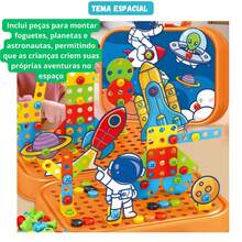 Montessori Educational Building Block Set, 283 Pieces - Blue - View 3