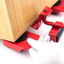 家具搬运工具套装，包含带升降杆和4个轮子的家具升降器，重型家具搬运滑轮，电器滚轮，重型搬运小车滑轮工具，家具升降器，四合一重型家具搬运器，带360°旋转滚轮 - 可调节高度的升降杆，沙发/床/冰箱搬运套装，无刮痕地板保护