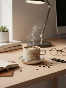 1pc / 2pcs Handmade Ceramic Coffee Cup And Saucer Set (2PCS) - Artisan Pottery Mugs For Tea/Latte (Assorted Glazes) Assorted Unique Glaze Finishes Dishwasher-Friendly Versatile For Coffee/Tea/Latte Scandinavian Afternoon Tea & Breakfast Cups – Back-To-School Season - 彩色 - 查看 3