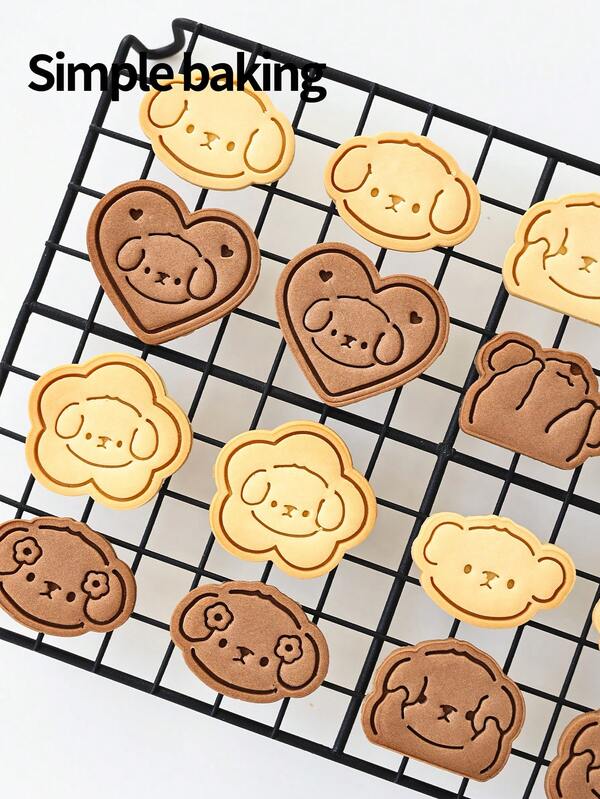 A Cute Puppy Series Cookie Cutter, Kitchen Parent-Child Baking Cookie Stamps, Valentine's Day Gift Cookie Molds, Cake Decorations, Dessert Making Tools