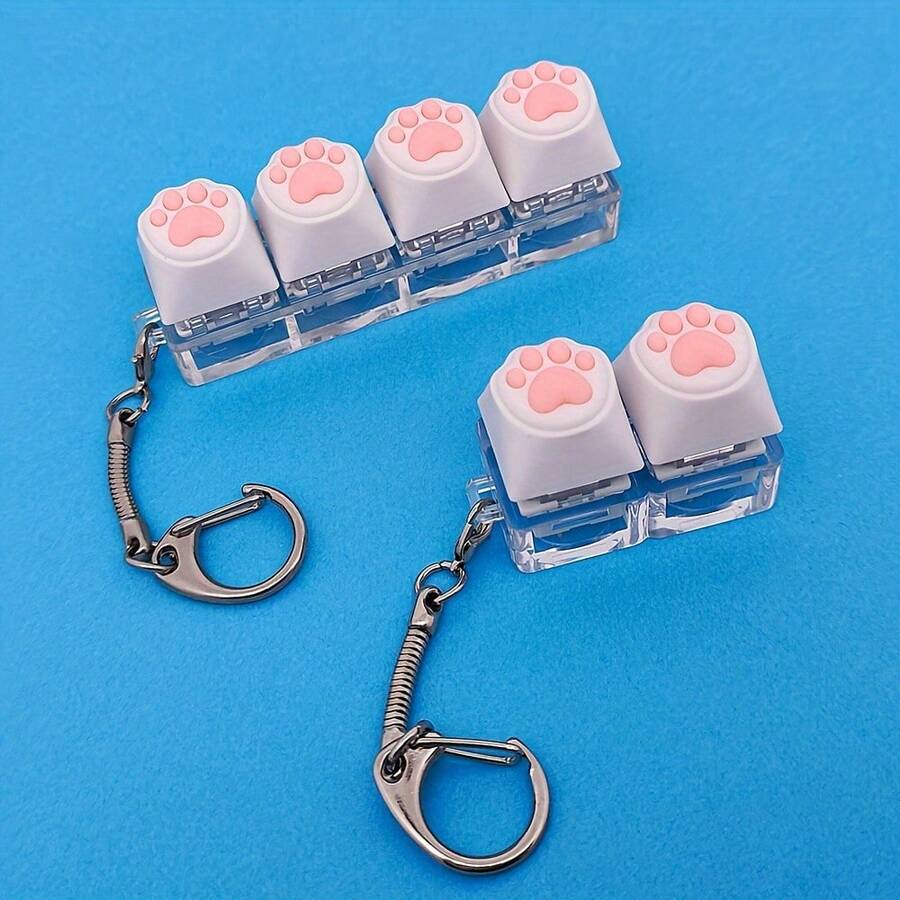 1 Móc khóa xoay hình bàn chân mèo - Đồ chơi giảm căng thẳng, món quà hoàn hảo cho người yêu mèo (Công cụ tập trung cầm tay) - Nhiều màu - Xem 1