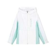 Skechers Boys' Comfortable Sports Woven Hooded Jacket - White/Green - View 1