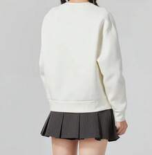 Adidas Women's New Knitted Crew Neck Pullover Sweatshirt - White - View 3