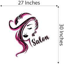 Calcomanía de pared para salón, bonita silueta femenina con letras de salón extraíbles, tamaño: 27 pulgadas de ancho x 30 pulgadas de alto(27 In x 30 In multi) - Multicolor - Ver 4
