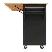 Modern Kitchen Island, Kitchen Cabinet, Extendable Kitchen Trolley With Wheels And Worktop, Serving Trolley With Spice Rack And 8 Drawers, Black - Black - View 4