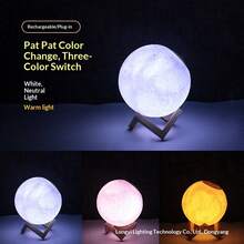 3D Printed Moon Lamp, 16 Adjustable Color Modes, Remote Control & Wooden Base. Ideal For Home, Bedroom Decor And Tabletop Display. Creative Hanging Birthday, Anniversary Or Holiday Gift. Functions As Lighting, Decor And LED Lamp. - Multicolor - View 10