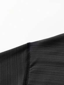Women's Quick Dry Short Sleeve Basic T-Shirt, Classic Plain Black Activewear For Outdoor Training - Black - View 8