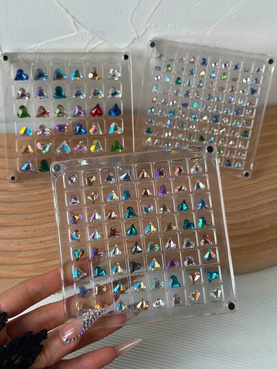 36/64/100 Slots Nail Art Rhinestone Zirconia Jewelry Storage Box, Acrylic Crystal Diamond Display Tray, Magnetic Adsorption Organizer Case, Empty Box