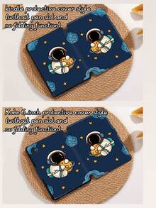 宇航员图案平板电脑保护套，兼容 iPad 9.7/10.2/10.5/10.9/12.9/Pro 11（第十代），兼容三星 Galaxy Tab S6 Lite 10.4 英寸，兼容 Kindle Paperwhite 第十二代（2024 年发布），Kindle（第十一代）（2022 年发布），Kobo Clara Colour，柔软防摔保护，智能支架/自动唤醒/睡眠功能 - 彩色 - 查看 10