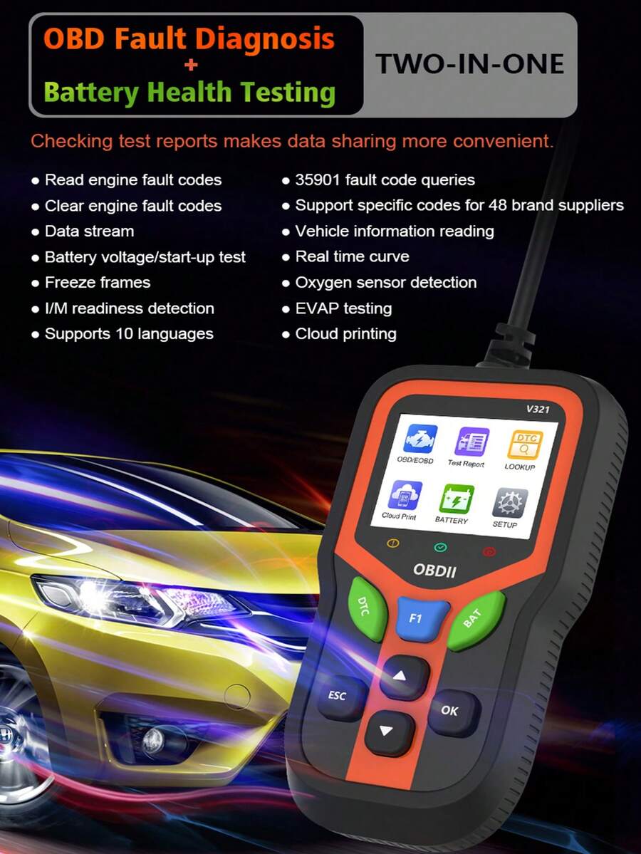Automobile Fault Detection Instrument, OBD2 Diagnostic Device, Decoder, Eraser, Diagnostic Tool For Eliminating Fault Lights