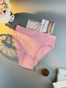 20-Pack Elegant Lace Solid Color Panties - High-Waisted Tummy Control, Knit Fabric, Full Coverage Comfort Fit, Soft And Breathable, Everyday Wear SolidColors, Classic Brief Style, Spring/Winter Clothing (6 Colors Random Delivery) - Nhiều màu - Xem 4