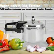 Olla a presión antiadherente de aleación de aluminio, superabrasiva, para cocina de gas y de inducción, de doble uso para una cocción rápida (9 l, para 3-6 personas) - Plateado - Ver 6